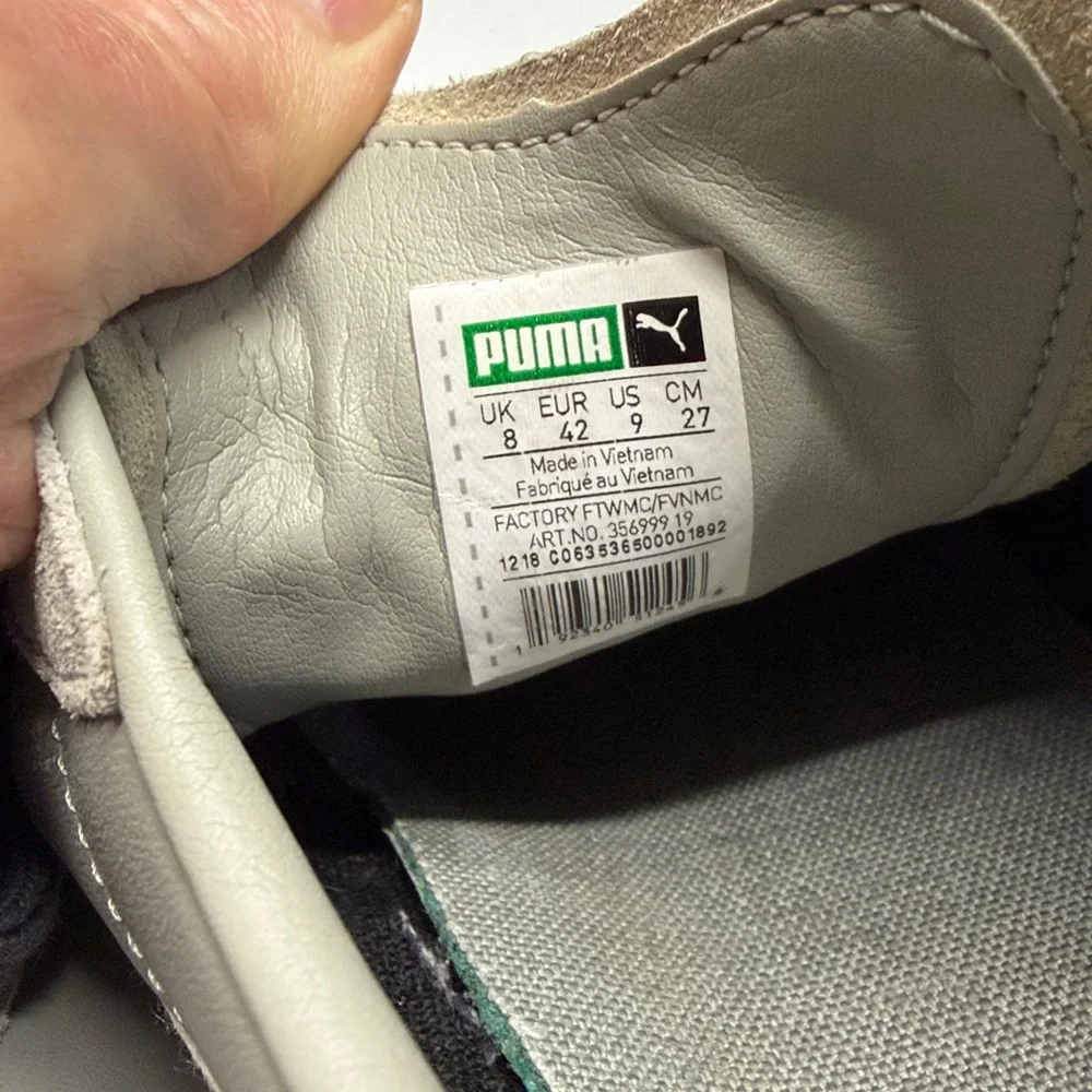 Puma Super Liga Suede & Leather Men's Sneakers - Gray with Cream Sole US9